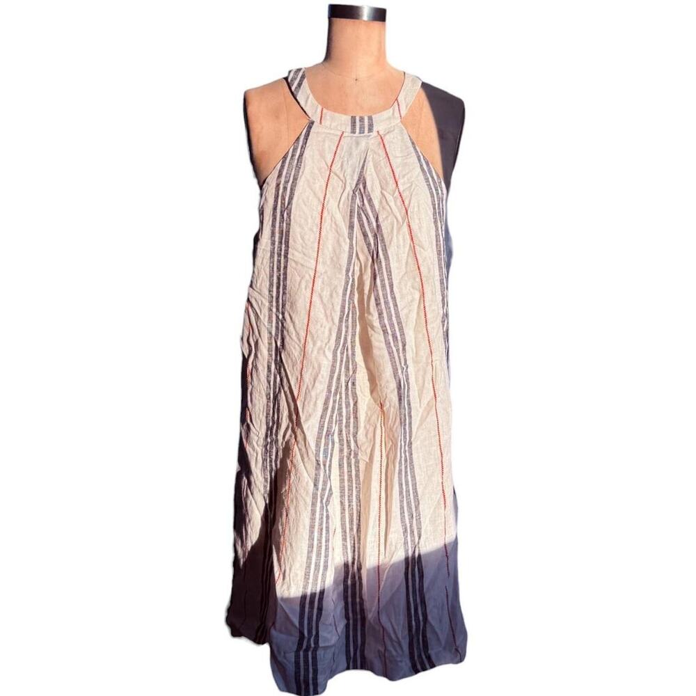 BCBG generation grey red and cream white halter neck dress cottage core L